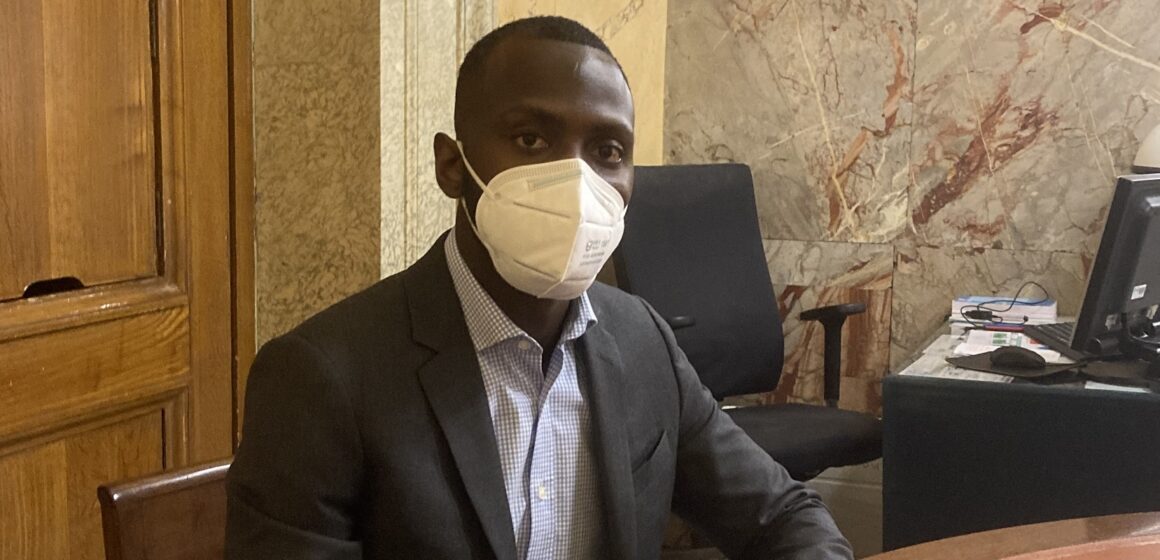 2 décembre, Assemblée nationale. Lenaïck Adam, député LREM de Guyane, auteur du rapport sur la vie chère en Outre-mer.