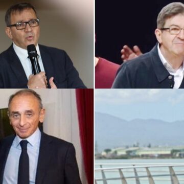 De gauche à droite et de haut en bas : Valérie Pécresse, présidente de Région Ile-de-France et candidate des Républicains (LR) à l'élection présidentielle, au côté du Guadeloupéen Patrick Karam vice-président de Région et porte-parole de la candidate. Jean-Luc Mélenchon député et candidat de La France insoumise (LFI) à l'élection présidentielle, au côté du Réunionnais Younou Omarjee députée européen LFI. Éric Zemmour candidat du parti Reconquête à l'élection présidentielle et la Guadeloupéenne Maxette Pirbakas députée européenne (groupe Rassemblement nationale). Anne Hidalgo, maire de Paris et candidate du Parti socialiste (PS) à l'élection présidentielle et le sénateur guadeloupéen (groupe socialiste) Victorin Lurel. De gauche à droite et de haut en bas : Valérie Pécresse, présidente de Région Ile-de-France et candidate des Républicains (LR) à l'élection présidentielle, au côté du Guadeloupéen Patrick Karam vice-président de Région et porte-parole de la candidate. Jean-Luc Mélenchon député et candidat de La France insoumise (LFI) à l'élection présidentielle, au côté du Réunionnais Younou Omarjee députée européen LFI. Éric Zemmour candidat du parti Reconquête à l'élection présidentielle et la Guadeloupéenne Maxette Pirbakas députée européenne (groupe Rassemblement nationale). Anne Hidalgo, maire de Paris et candidate du Parti socialiste (PS) à l'élection présidentielle et le sénateur guadeloupéen (groupe socialiste) Victorin Lurel.