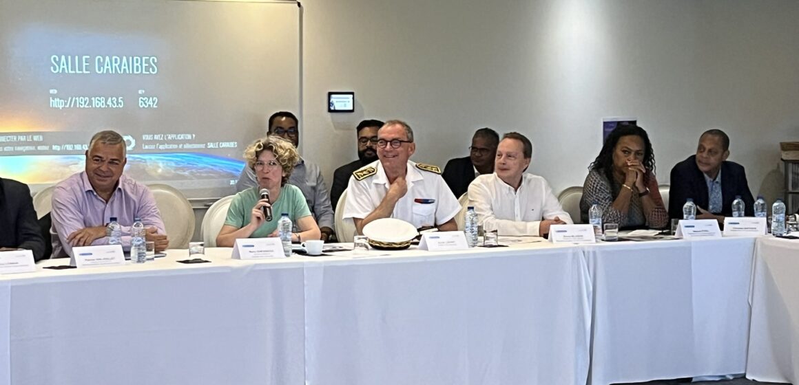 La ministre déléguée aux Outre-mer Marie Guévenoux en visite en Guadeloupe participe à une réunion avec les acteurs économiques le 14 mars 2024. Photo : CCI des Îles de Guadeloupe La ministre déléguée aux Outre-mer Marie Guévenoux en visite en Guadeloupe participe à une réunion avec les acteurs économiques le 14 mars 2024. Photo : CCI des Îles de Guadeloupe