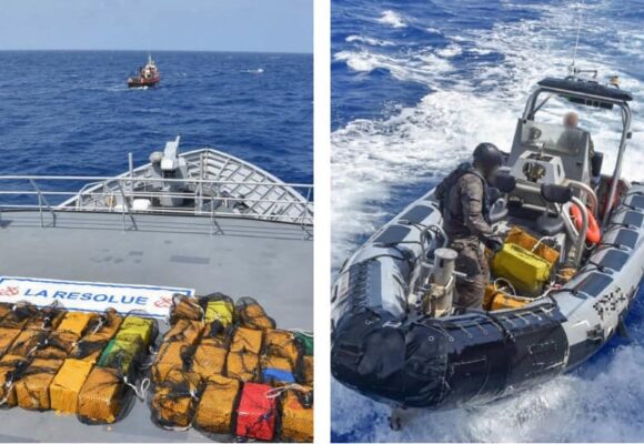 Les 2 et 9 mai, l'armée a saisi 2,4 tonnes de cocaïne dans la zone maritime des Antilles en haute mer en Atlantique au large de la Martinique. Photo : Forces armées aux Antilles.