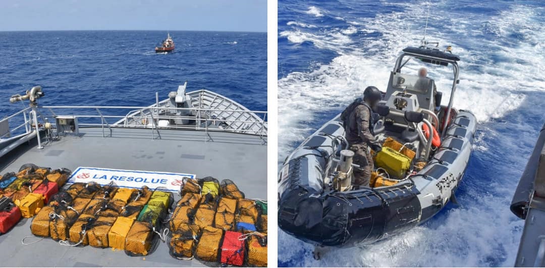 Les 2 et 9 mai, l'armée a saisi 2,4 tonnes de cocaïne dans la zone maritime des Antilles en haute mer en Atlantique au large de la Martinique. Photo : Forces armées aux Antilles. Les 2 et 9 mai, l'armée a saisi 2,4 tonnes de cocaïne dans la zone maritime des Antilles en haute mer en Atlantique au large de la Martinique. Photo : Forces armées aux Antilles.