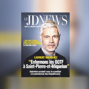 Le patron des députés Les Républicains (droites) Laurent Wauquiez fait la Une du magazine d'extrême droite JDNews ce mardi 8 avril 2025. Photo : JDNews Le patron des députés Les Républicains (droites) Laurent Wauquiez fait la Une du magazine d'extrême droite JDNews ce mardi 8 avril 2025. Photo : JDNews