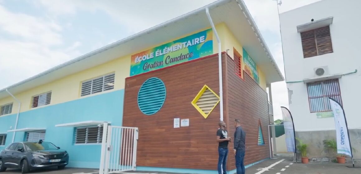 Le chantier de mise aux normes antisismiques de l'école élémentaire Gratien Candace à Baillif, a été livré ce 2 juillet. Photo : capture écran vidéo Région Guadeloupe